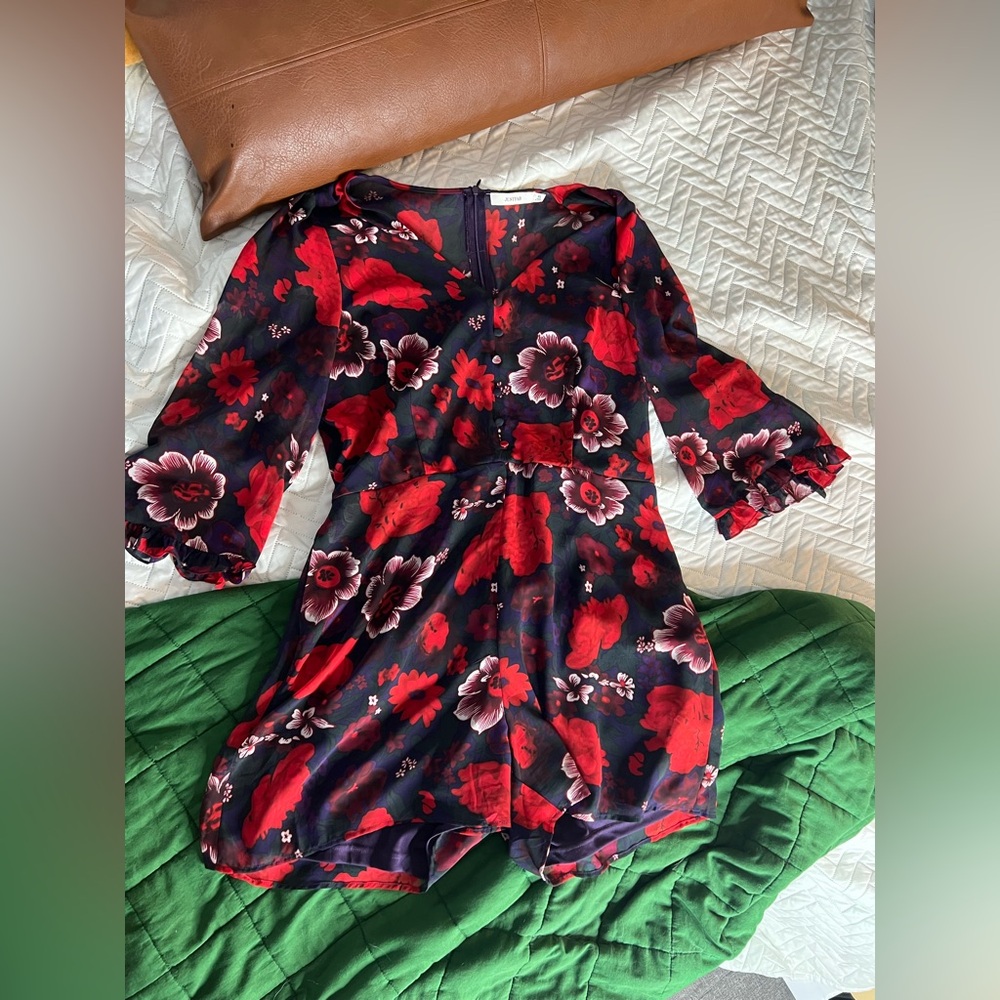 JustFab Red and Black Floral Dress